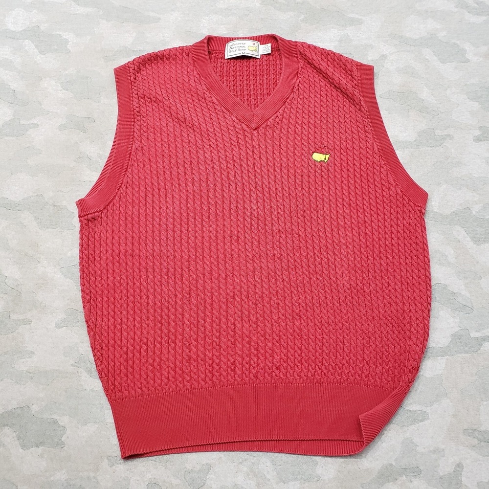 Vintage Augusta National Golf Shop Sweater Vest Mens Medium Masters Red V-Neck